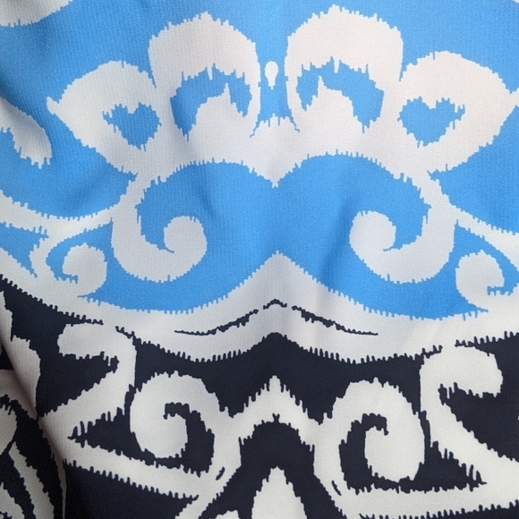 Shift Dress Summer Blues with White Swirl Sleeveless Halter - Picture 7 of 12